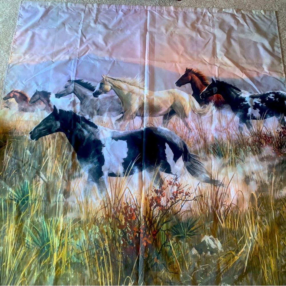 Shower Curtain with Running Wild Horses Painting by the Hautman Brothers